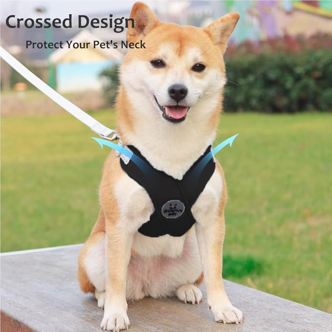 FEimaX Dog Harness Pet X Frame No Pull Step-in Harnesses with Leash Set, Adjustable Reflective Choke Free Puppy with Padded Vest for Small, Medium Dogs and Cats Walking Training