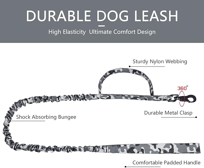DAGANXI Tactical Dog Collar, Adjustable Military Training Nylon Dog Collar with Control Handle and Heavy Metal Buckle for Medium and Large Dogs, with Patches and Airtags Case (L, Camo-Set)
