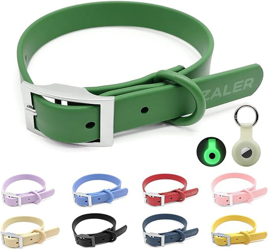 ZALER Waterproof Dog Collar, Adjustable Odor Proof Dog Collars Easy to Clean, Soft Comfortable Pet Collars for Large, Medium Small Dogs (Spruce Green, M(Length:11.4''-15.4''; Width:0.75''))
