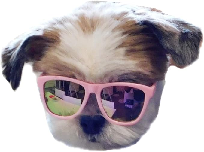 G014 Dog Cat Pet 80s Sunglasses Goggles for Small Breeds up to 15lbs (Pink-Pink Mirror)
