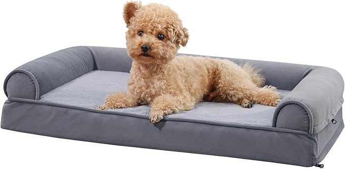 Amazon Basics Foam Living Room Couch Dog Pet Bed with Removable Cover, Grey, 30" x 20"