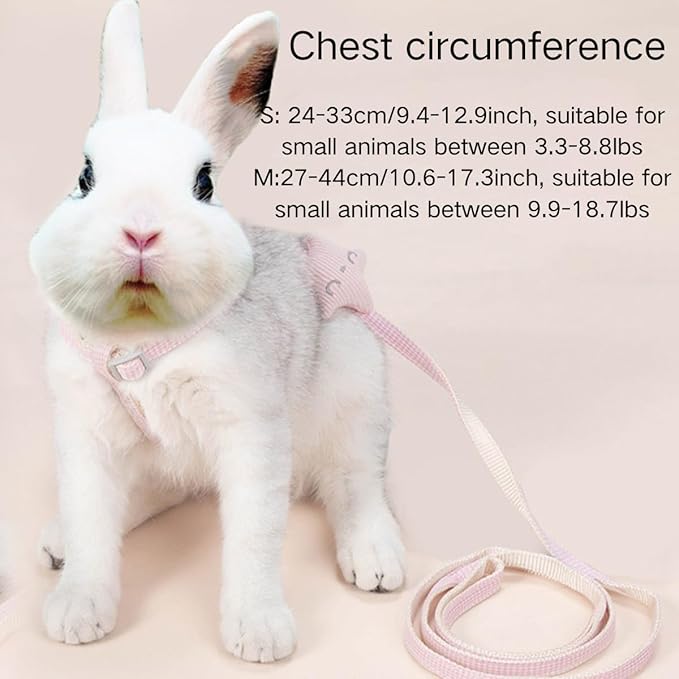 Adjustable Rabbit Harness Leash Bunny Harness for Pet Walk Running Jogging Leash Harness for Bunny Cat Puppy Kitten Ferret and Other Small Pet (Blue,Medium)