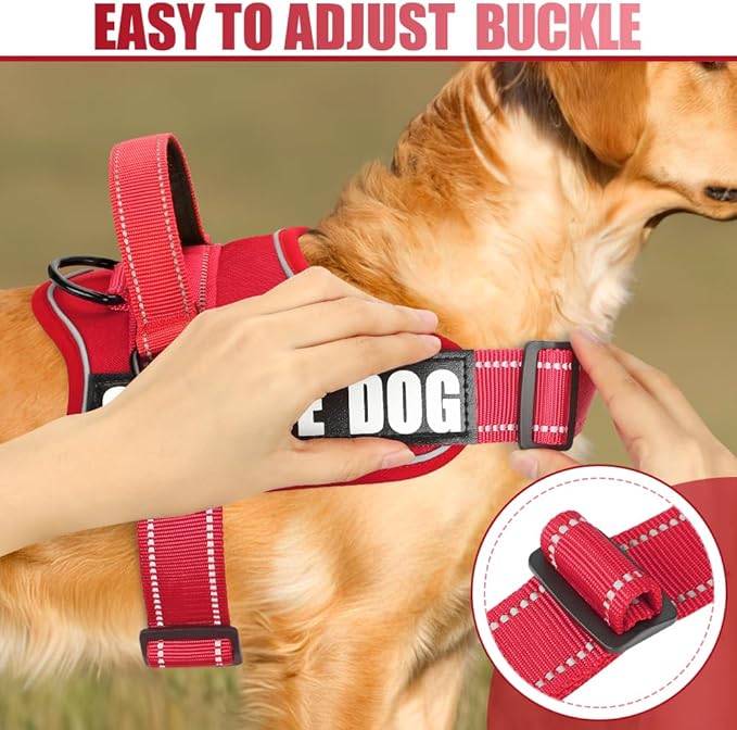 Dog Vest Harness and Leash Set, Animire Reflective Service Dog Vest with 10 Patches, 3 Rings No Choke Pet Vest for Leash Placement, in Training Dog Harness for Small Medium Large Dogs(Red,XL)