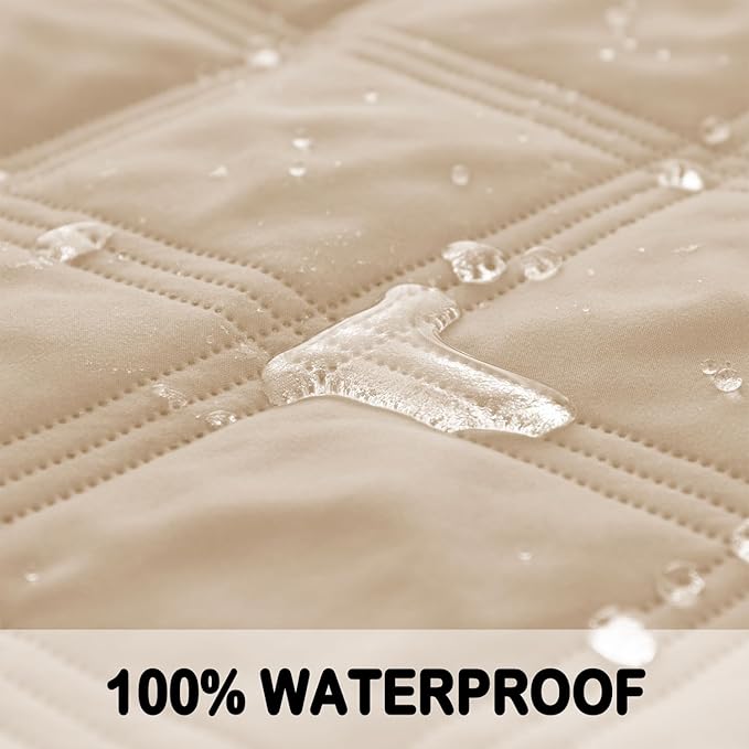 fuguitex Waterproof Dog Blanket Reversible for Small Dogs Resistant Leakproof Washable Couch Cushion Bed Protector Cover for Indoor Furniture Pet Friendly（30"*90",Beige+Khaki