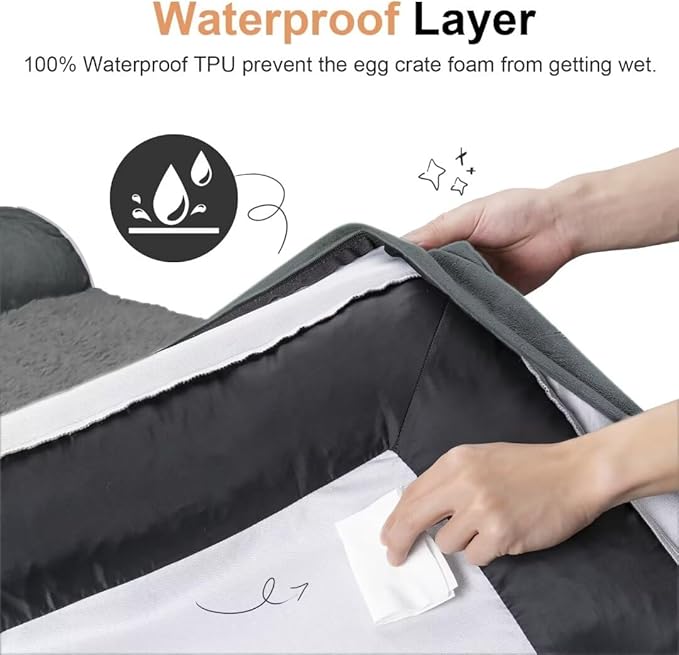 Large Dog Bed Orthopedic Washable: Beds Bolster XL Bed Large Big Dogs Memory Foam Couch Sofa Waterproof with Removable Cover - Dark Grey