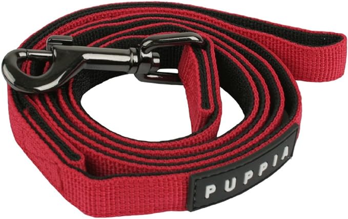 PUPPIA Two Tone Dog Lead Strong Durable Comfortable Grip Walking Training Leash for Small & Medium Dog, Red, Medium