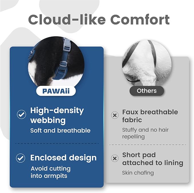 Pawaii No Pull Dog Harness with Pet ID Tag,Reflective Strips No Choke Front O Ring Breathable Mesh Adjustable Soft Padded Pet Vest with Easy Control Handle for Medium Dogs