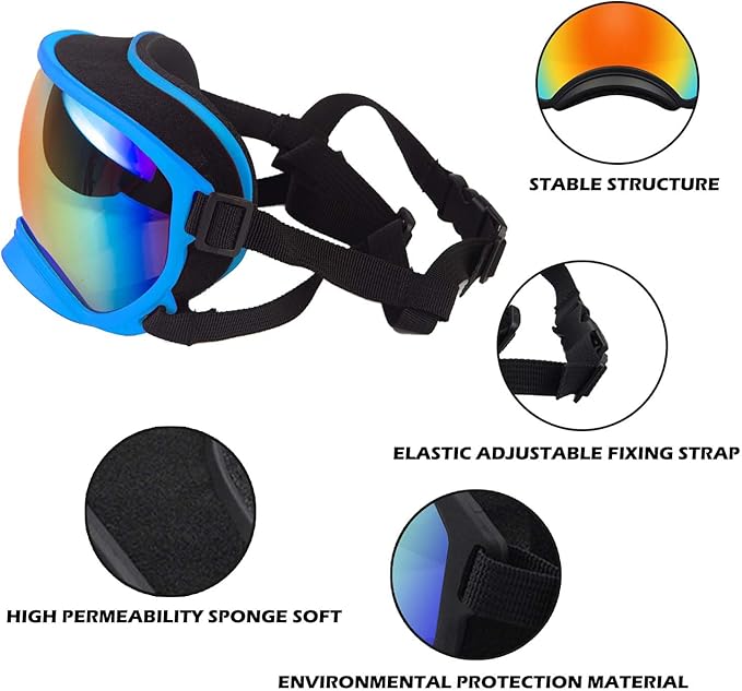 Small Dog Sunglasses with Adjustable Strap UV Protection, Winproof Dog Puppy Sunglasses, Suitable for Small Dog Pet Glasses, Dogs Eyes Protection，Soft Dog Goggles