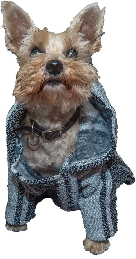 Mexican Dog Poncho Doggo Hoodie Baja Ponchos Blanket for Dogs Costume Pup Crew Pajamas Chihuahua Sweater Clothes from Small, Medium to Big Dog Made in Mexico with Recycled Fabric (5, Gray)