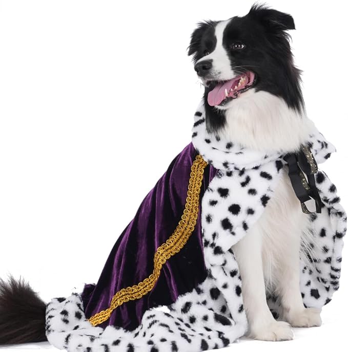 Lovelyshop pet Serial Lux FurPurple Cat Dog Cloak for Halloween Costumes, King Queen Prince and Princess Cosplay-L