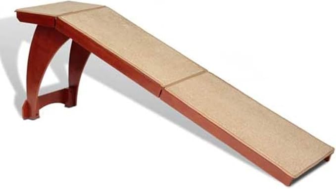 PetSafe CozyUp Wooden Bed Ramp for Cats & Dogs, Furniture-Grade with High-Traction Carpet Surface, Cherry