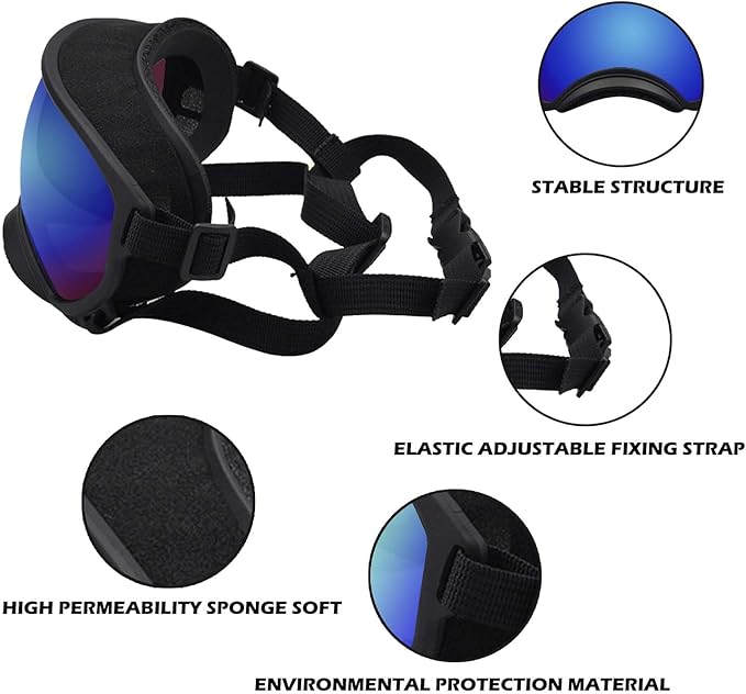 Small Dog Sunglasses with Adjustable Strap UV Protection, Winproof Dog Puppy Sunglasses, Suitable for Small Dog Pet Glasses, Dogs Eyes Protection，Soft Dog Goggles