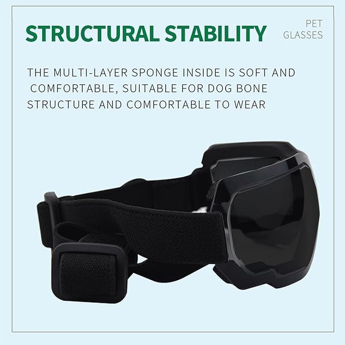 Large Dog Sunglasses with Adjustable Strap, UV Protection, Winproof & Snowproof, Suitable for Large Dogs