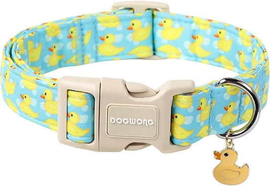 DOGWONG Duck Cotton Dog Collar, Summer Cute Dog Collar Durable Soft Beachy Pet Dog Collars Puppy Necklace for Small Medium Large Dogs