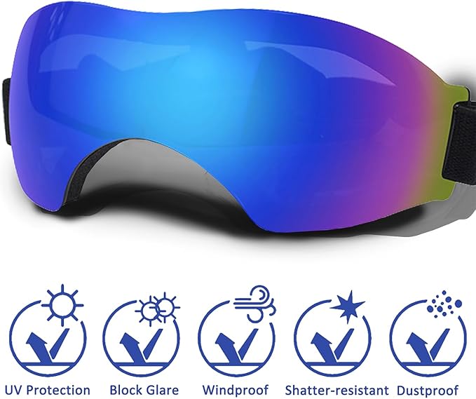 Large Dog Sunglasses with Adjustable Strap, UV Protection, Winproof, Snowproof, Suitable for Large Dogs