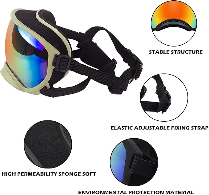 Small Dog Sunglasses with Adjustable Strap UV Protection, Winproof Dog Puppy Sunglasses, Suitable for Small Dog Pet Glasses, Dogs Eyes Protection，Soft Dog Goggles
