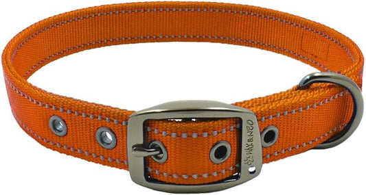 Max and Neo MAX Reflective Metal Buckle Dog Collar - We Donate a Collar to a Dog Rescue for Every Collar Sold (Large, Orange)