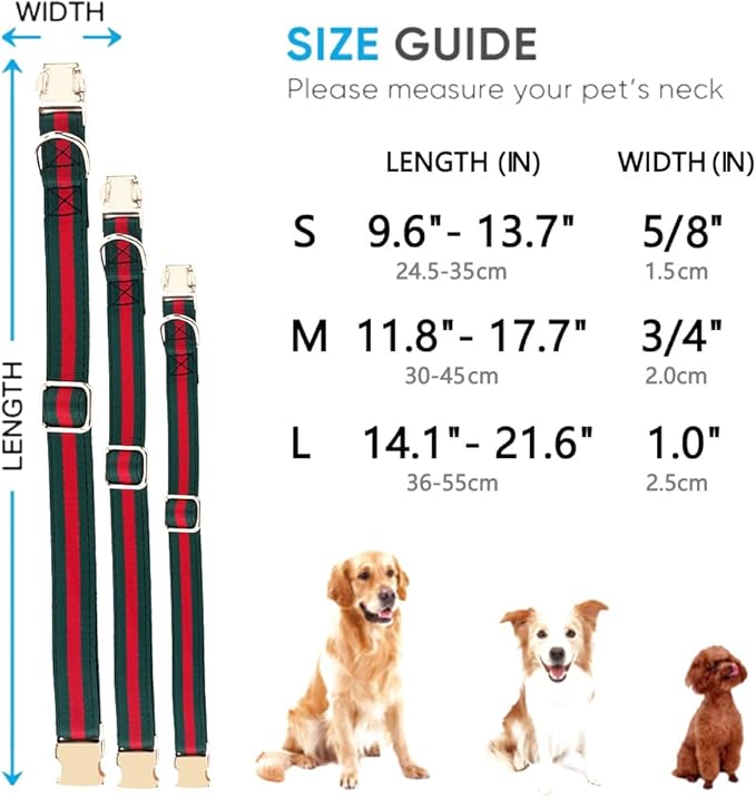 Premium Dog Collar, Cute Dog Collars Luxury Style, Durable Pet Collars with Metal Buckle Safety for Medium Dogs