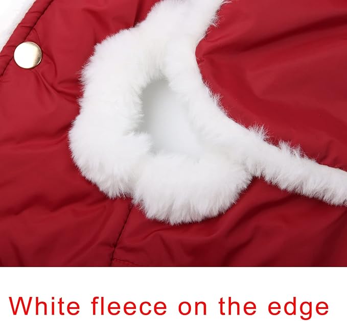 Shawl Design Fleece Lined Warm Dog Jacket for Puppy Winter Cold Weather,Soft Windproof Small Dog Coat,Red S