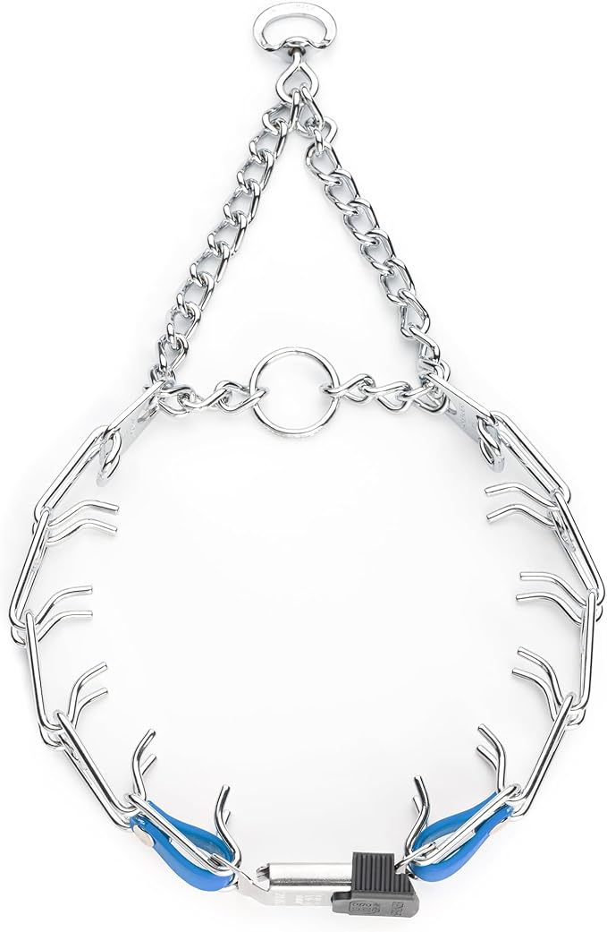 Herm Sprenger Chrome Plated Steel Dog Collar with Quick Release ClicLock Buckle and Biothane Insert Training Collar for Dogs Made in Germany (Cerulean Blue, 22in x 3.0mm(Neck Size up to 18-19in))