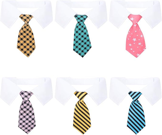 Segarty Dog Neck Tie Collar, 6 Pack Adjustable Cute Pet Ties Collars Grooming Accessories Formal Wedding Costume for Medium Large Dogs, Dog Necktie Set Blue Pink Yellow Plaid Birthday Holiday (XL)
