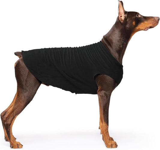 Stretch Fleece Dog Coat, Stretchy Pet Sweater, Machine Washable Pullover for Winter and Fall, Black, 24