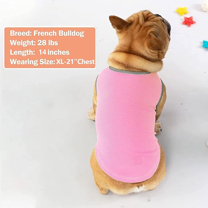 KYEESE 2 Pack Dog Cooling Shirts Dogs Breathable Instant Cooling Dogs Vest Lightweight for Summer Dog Apparel, Pink+Grey, Medium