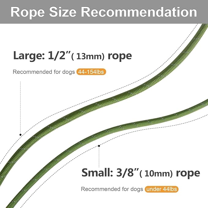 Fida Durable Slip Lead Dog Leash, 6 FT x 3/8" Heavy Duty Dog Loop Leash, Comfortable Strong Rope Slip Leash for Small Dogs and Puppies, No Pull Pet Training Leash with Highly Reflective(3/8", Green)
