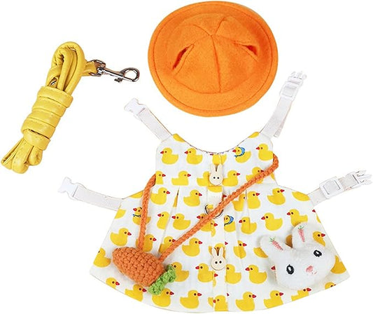 Guinea Pig Clothes,Soft Bunny Ferret Clothes with Pet Rabbit Harness and Leash Mini Hat Bag Cute Brooch for Kitten Small Animal Collars