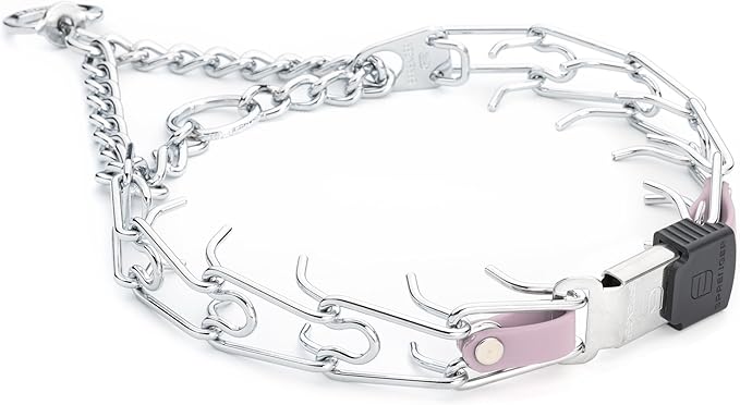 Herm Sprenger Chrome Plated Steel Dog Collar with Quick Release ClicLock Buckle and Biothane Insert Training Collar for Dogs Made in Germany (Pastel Purple, 23in x 3.2mm(Neck Size up to19-20in))