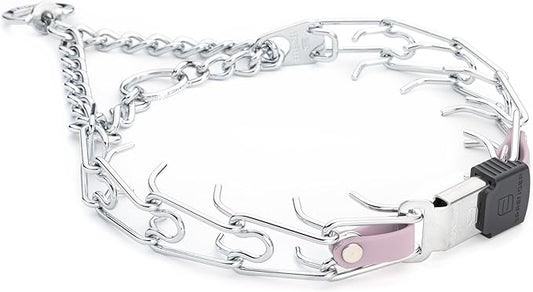 Herm Sprenger Chrome Plated Steel Dog Collar with Quick Release ClicLock Buckle and Biothane Insert Training Collar for Dogs Made in Germany (Pastel Purple, 23in x 3.2mm(Neck Size up to19-20in))