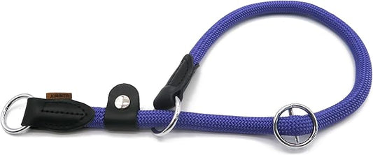 Braided Round Martingale Dog Collar, Training Collar with Slidable Stop Ring and Adjustable Stopper - Ideal for Large Dogs (L(1/2") - 20" Long, Purple)