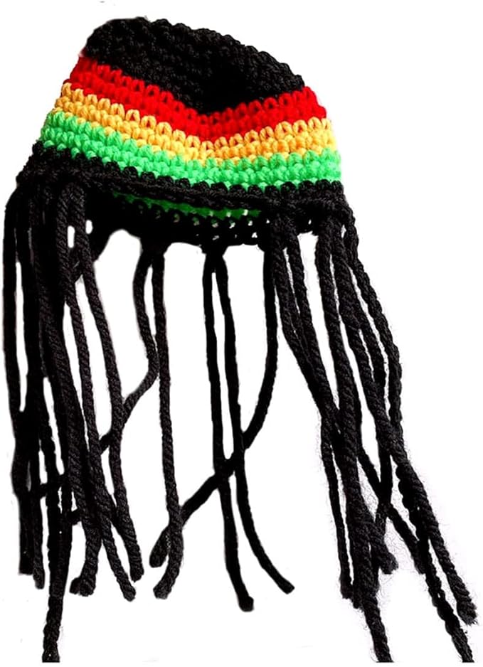 Dog Knitted Hat with Dreadlocks,Dog Winter Woolen Cap Cool Cat Headwear Puppy Costume Cosplay Hat Party Accessories for Christmas Pet Birthday Holiday