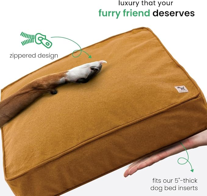 Molly Mutt Fast Car Dog Bed Duvet Cover, GOTS-Certified 100% Cotton Canvas Cover for Dog, Puppy, or Cat Bed, Durable, Washable, and Free of Harmful Chemicals, Huge, 36"x45"x5", Mustard Yellow