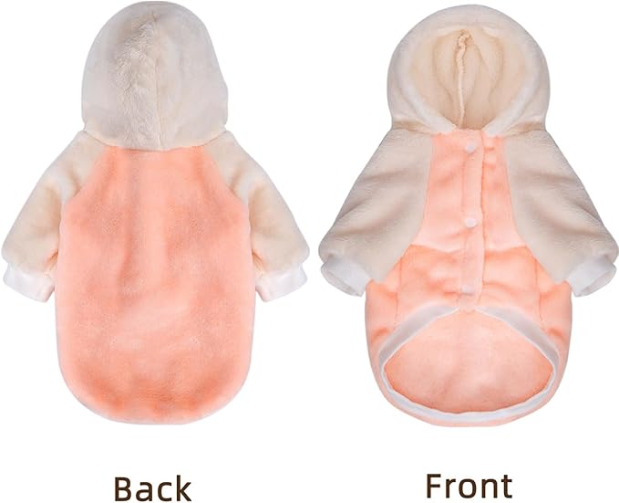 FabriCastle Dog Hoodie Sweater for Small Dogs Boy and Girl, Small Dog Clothes XS XXS Puppy Sweatshirt, Pet Outfit, Cat Clothing Super Soft Warm Snap On Closure (Peach-Cream, X-Large)