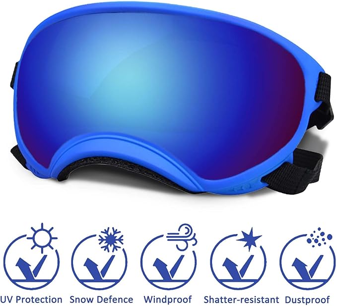 Small Dog Sunglasses with Adjustable Strap UV Protection, Winproof Dog Puppy Sunglasses, Suitable for Small Dog Pet Glasses, Dogs Eyes Protection，Soft Dog Goggles