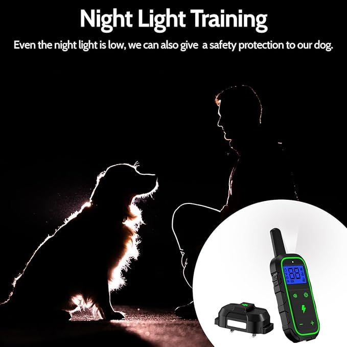 Dog Training Collar Electric Dog Collar with 4 Training Modes and Rechargeable Remote Waterproof Range 3300Ft for Small Medium Large Dogs(Green)
