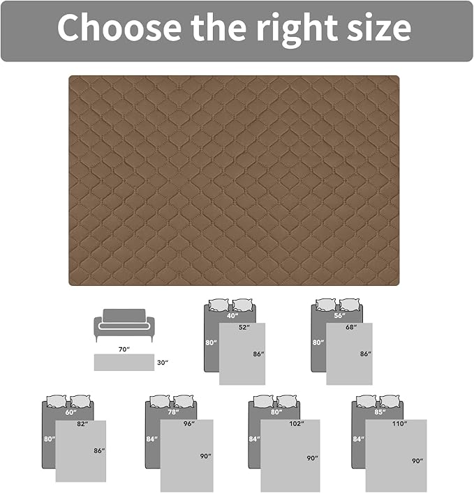 Easy-Going 100% Waterproof Dog Bed Cover Reversible Leak Proof Couch Cover Washable Sofa Cover Furniture Protector Blanket for Pets Kids Children Dog Cat (30x70 Inch, Camel/Ivory)