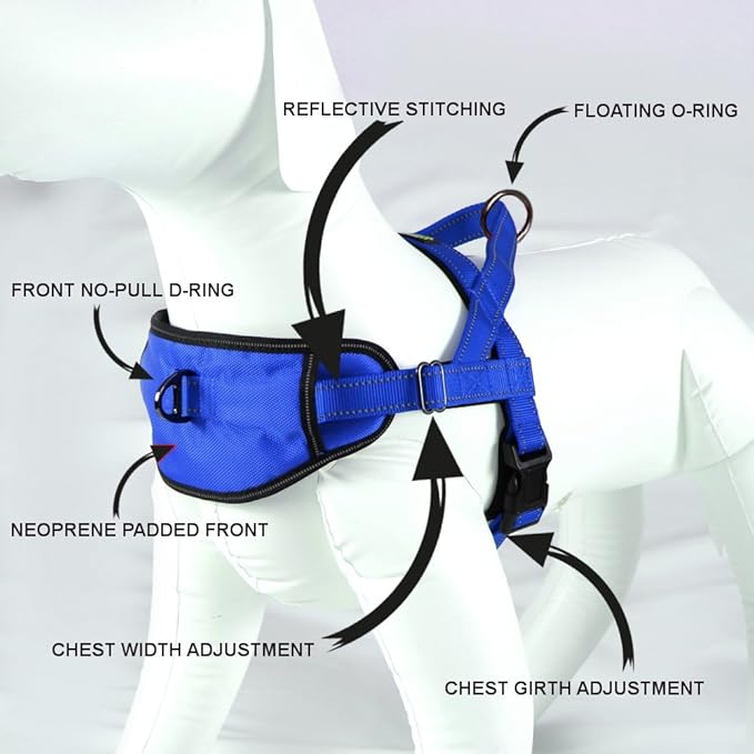 Max and Neo Passport Reflective Dog Harness - We Donate a Harness to a Dog Rescue for Every Harness Sold (X-Large, Blue)