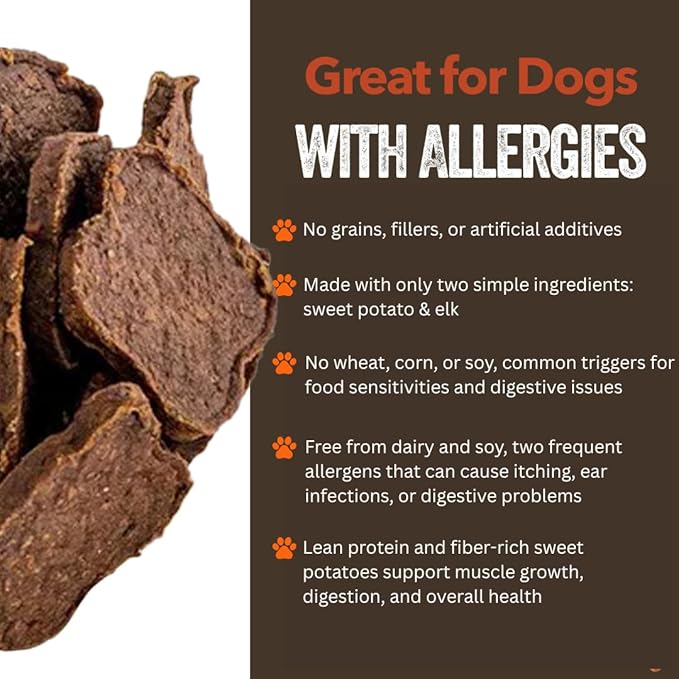 Gaines Family Farmstead Elk & Sweet Potato Dog Treats – 6 oz Natural, High-Protein, Grain-Free, Limited Ingredient Soft Chews for Gut Health and Sensitive Stomachs, Made in USA