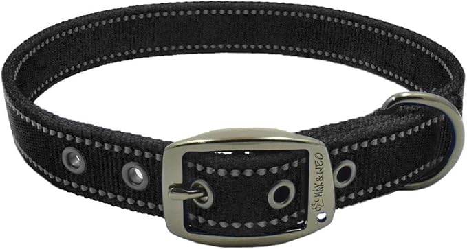 Max and Neo MAX Reflective Metal Buckle Dog Collar - We Donate a Collar to a Dog Rescue for Every Collar Sold (Medium, Black)