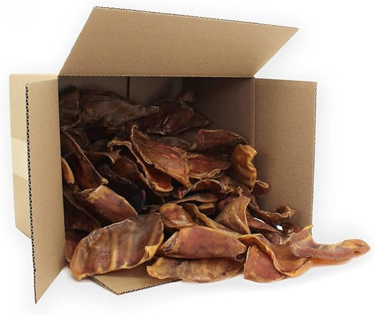Best Pet Supplies GigaBite Roasted Pig Ears for Dogs - Natural Dog Chews, Roasted Pigs Ears, Safe for Puppies and Aggressive Chewers, Cleans Teeth and Gums - Pack of 80