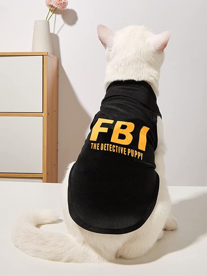 6 Pack Small Puppy Shirts for Dogs - Boys & Girls T-Shirts - Chihuahua & Cat Clothes - FBI K9 Pattern