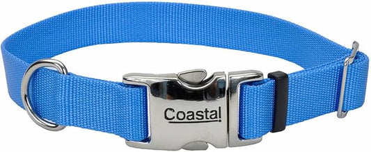 Coastal Pet Adjustable Dog Collar with Metal Buckle - Comfortable Fade-Resistant Dog Collar with Snap Lock - Perfect for Walking & Tie Outs - Blue Lagoon - 5/8" x 10"-14"