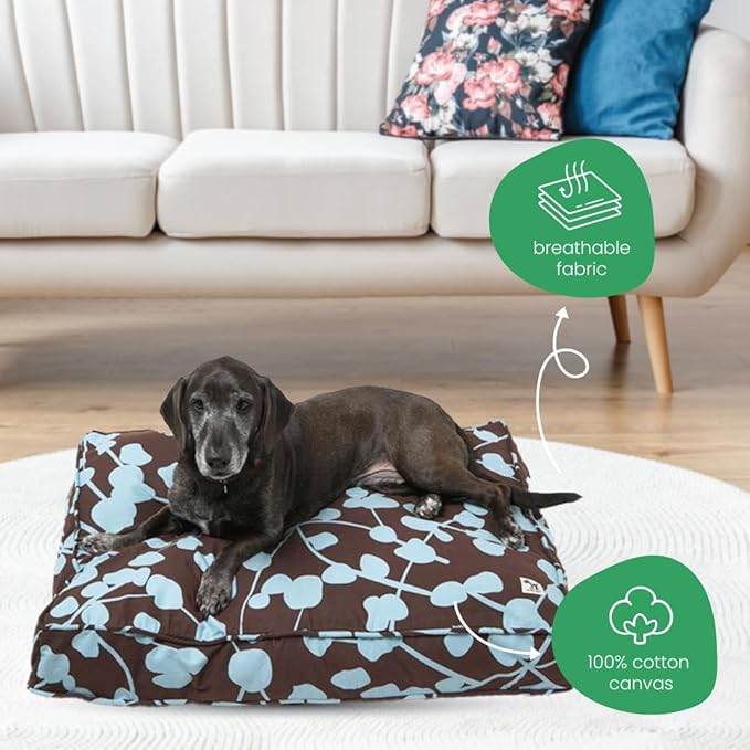 Molly Mutt Medium To Large Dog Bed Cover - Your Hand In Mine Print - Measures 27”X36”X5’’ - 100% Cotton - Durable - Breathable - Sustainable - Machine Washable Dog Bed Cover