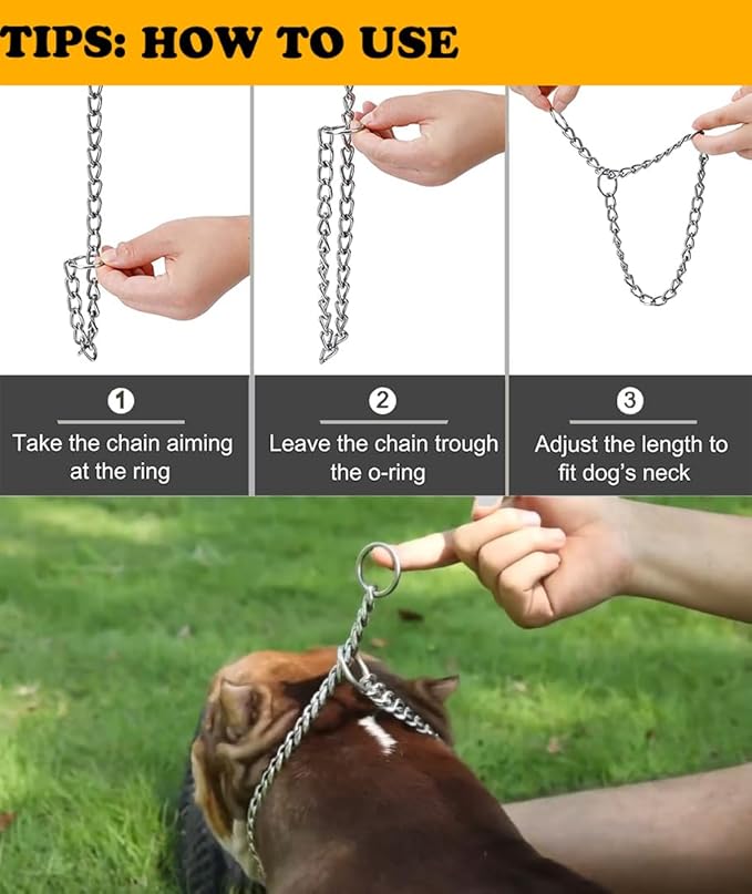 Freezx Dog Choke Collar Slip P Chain,Heavy Chain Metal Training Choke Collars, Adjustable Weather Proof Alloy Steel Necklace for Small Medium Large Dogs