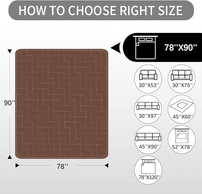 fuguitex Waterproof Dog Bed Cover Couch Cover for Pet Anti-Slip Cat Mat Pet Pad Blanket for Sofa Chair Recliner Bed Furniture Protrctor