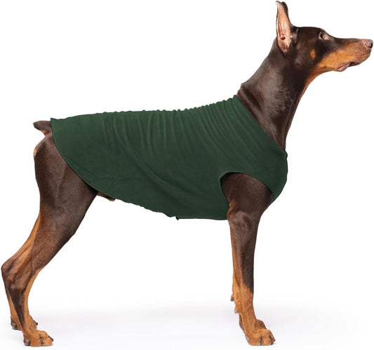 Stretch Fleece Dog Coat, Stretchy Pet Sweater, Machine Washable Pullover for Winter and Fall, Hunter Green, 24