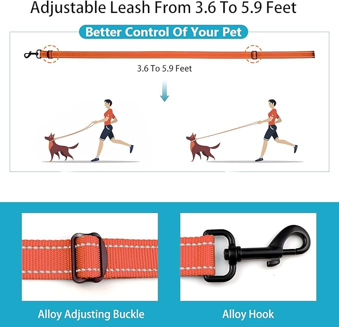 Reflective Dog Collar and Leash Set with Safety Locking Buckle Nylon Pet Collars Adjustable for Small Medium Large Dogs 3 Sizes(Orange&M)