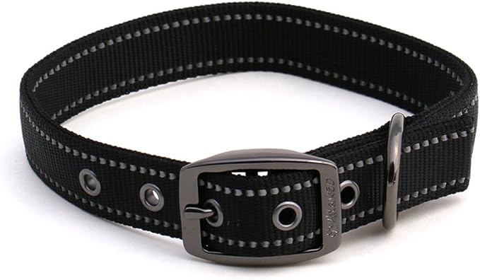 Max and Neo MAX Reflective Metal Buckle Dog Collar - We Donate a Collar to a Dog Rescue for Every Collar Sold (Large, Black)